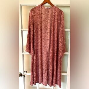 Buddy Love Leopard Print Kimono Duster Pink Brown Size S/M